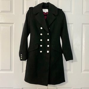 H&M Black Military Wool Coat sz 2 Like Brand New